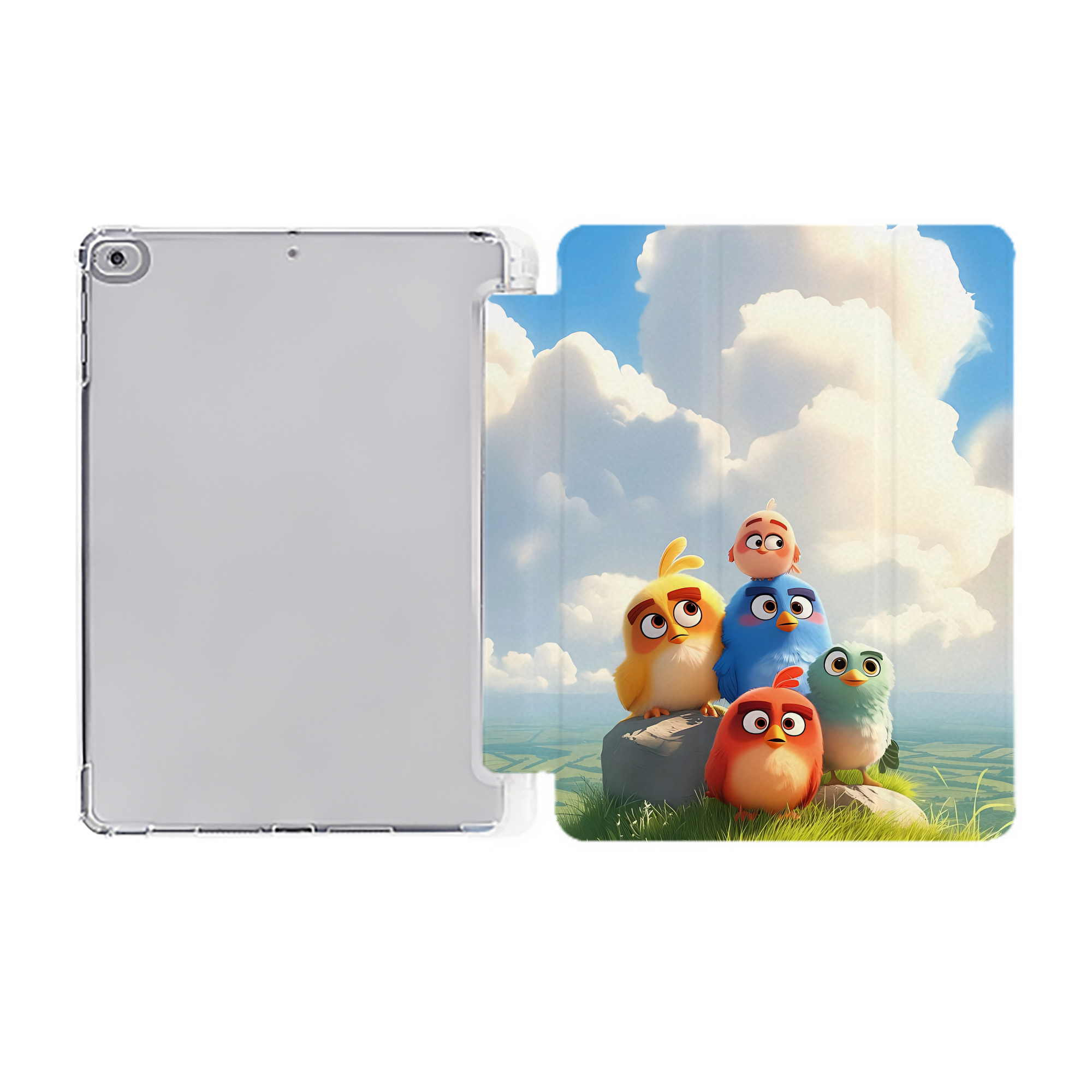 （画像用） Angry Birds アングリーバード IPad ケース ペン収納付き 三つ折りスタンド PUレザー×シリコン 対応機種9.5/10.5/10.9インチ